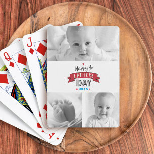 3 Foto Modern Lycklig 1:a Far Dag Red Heart Casinokort