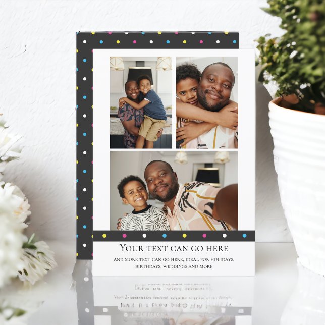 3 Foto- och punkt-punktmall Kort (3 Photo and spotty dot back template flat cards from Ricaso. Invitations/invites for many occasions)