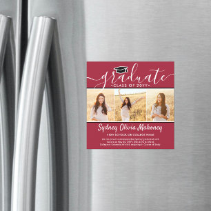 3 Foto Röd Vit Magnetisk Examen Inbjudan Inbjudningskort