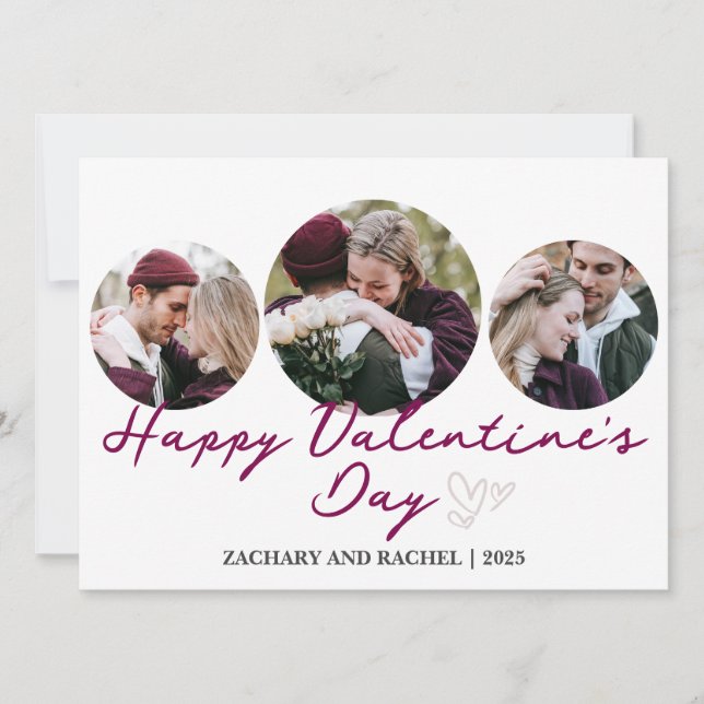 3 foto Rund romantiskt par valentines day Julkort (Framsida)