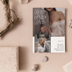 3 Foto Vi sa endast ja Vit övertäckning Inbjudningar