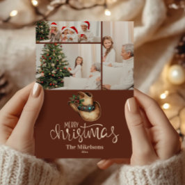 3 Foto Western Cowboy Hat-jul Julkort