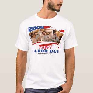 3 Fotoarbetsdag med enkel Elegant med USA flagga T Shirt