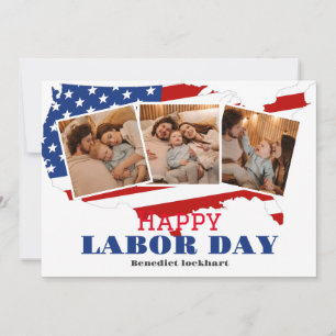 3 Fotoarbetsdag med enkel Elegant med USA flagga Tack Kort