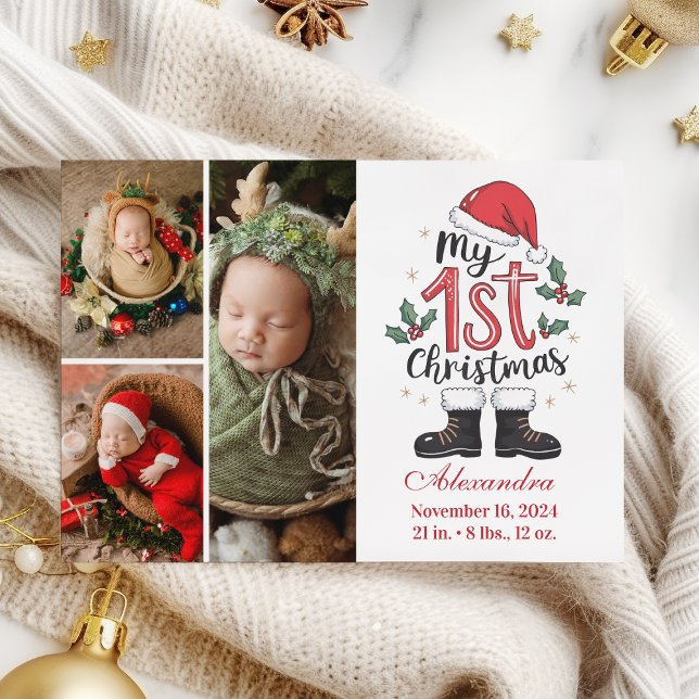 3 Fotocute Santa Baby 1:a jul Julkort (Skapare uppladdad)
