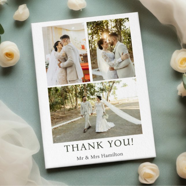 3 fotografier Personlig Bröllop med meddelande (3 Photographs Personalized Wedding With Message Thank You Cards from Ricaso. Say Thanks in style.)