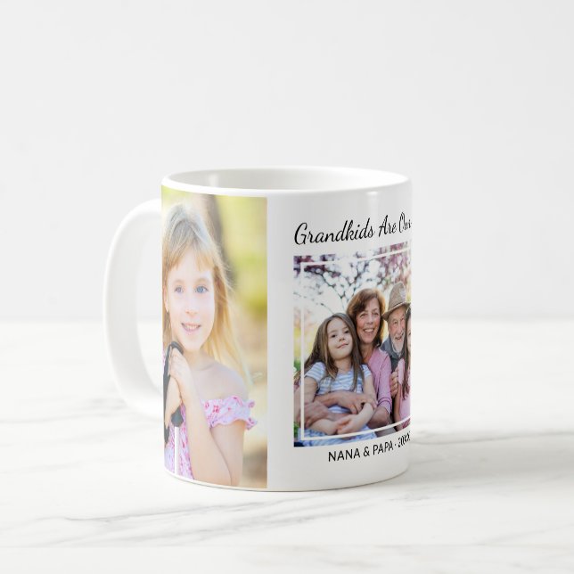 3 Fotokollage Barnbarnen är vår glädje Mormor Morf Kaffemugg (Framsida vänster)
