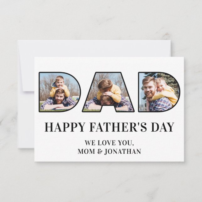 3 Fotokollage med fotoutlösning Fars dag Pappa Kort (Framsida)