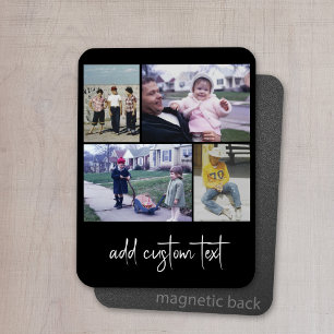 3 Fotokollage med skripttext - svart vitt Magnet