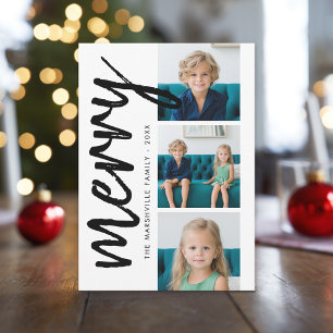 3 Fotokollage Minimal vara enbart svart vitt Julkort