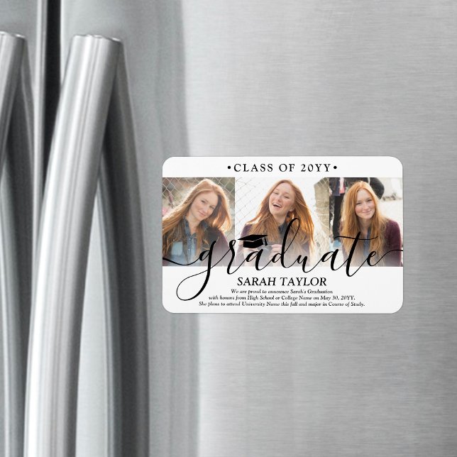 3 Fotokollage Modern examensannonsering Magnet (Skapare uppladdad)