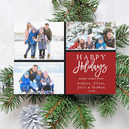 3 Fotokollage Modern Glad helg Red Julkort