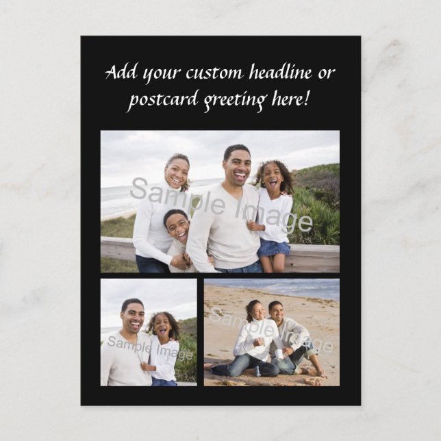 3-Fotokollage-vykort för Anpassningsbar Vykort (Framsida)