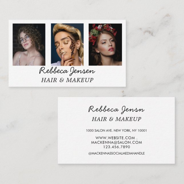 3 Fotomakeup-artist Business Postcard Visitkort (Fram/baksida)