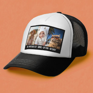 3 Fotomall Modern minimitext över foto Keps