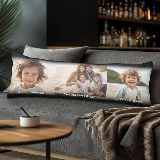 3 Fotomall Modern minimitext över foto Kroppskudde (Body Pillow with Photo Collage)