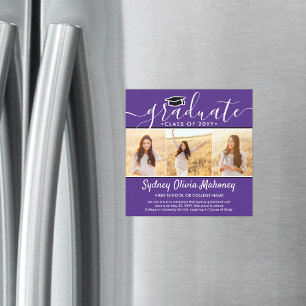 3 Fotomeddelande om Lila Magnetic Studenten Magnetisk Inbjudningskort