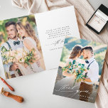 3 Fotomodern Chic-kalligrafi med Bröllop-vikt Tack Kort<br><div class="desc">Tack vare enkel och modern kalligrafi i bröllop har du vikt ihop fotokortet. Perfekt för bröllop,  födelsedagar,  studenten och andra händelser. Om du vill ha en mer avancerad anpassning av den här designen klickar du på BLUE DESIGN VERKTYG.</div>
