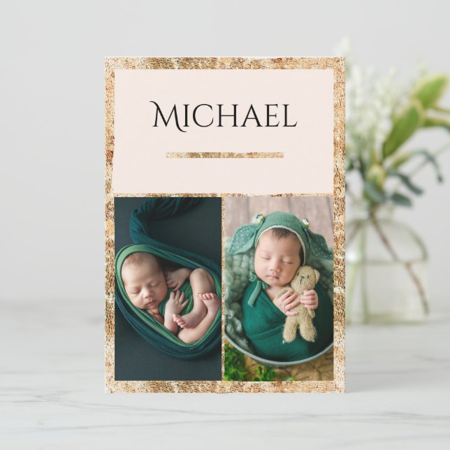 3 Foton Baby Birth Notice Meddelande (Stående Fram)