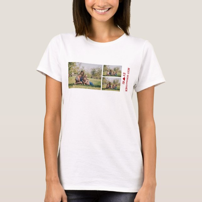 3 Foton Bästa Godmor någonsin Heart Photo Collage T Shirt (Framsida)