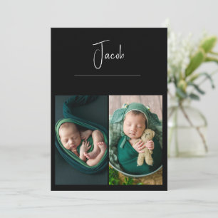 3 Foton - enkelt Baby-meddelande om svart födelse Meddelande