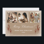 3 foton jul Xmas högtid collage  Julkort<br><div class="desc">Lägg till dina favorit familjefoton för att anpassa denna vackra julkort med neutrala färger. Rustika renar med falskt snö ram.  “God Jul” i ett elegant typsnitt.  Så enkelt,  men ändå elegant.</div>
