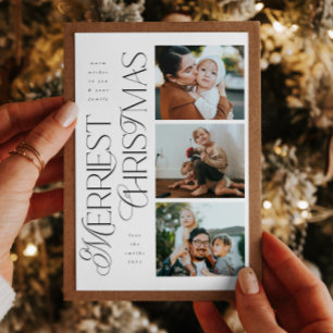 3 Foton - Merriest God Jul Modern Helgdag Card Julkort