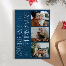 3 Foton - Merriest jul - blått Helgdag Card