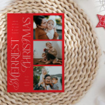 3 Foton - Merriest jul Red Helgdag Card