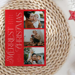 3 Foton - Merriest jul Red Helgdag Card Julkort