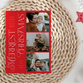3 Foton - Merriest jul Red Helgdag Card Julkort
