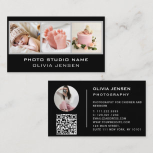3 Foton QR-kod, svart Baby-fotoskrivare Visitkort