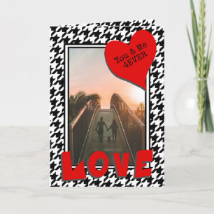3 Foton Red Kärlek Heart Notes Classic Houndstooth Helgkort
