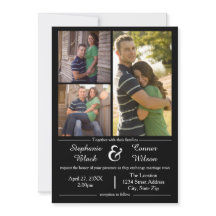 3 foton svart - Bröllopsinbjudan