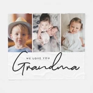 3 foton Vi kärlek dig Grandma Script-Personlig Fleecefilt