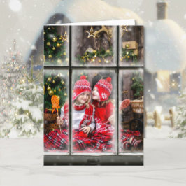 3 Fotopanelens snöflingöverlägg God jul Helgkort
