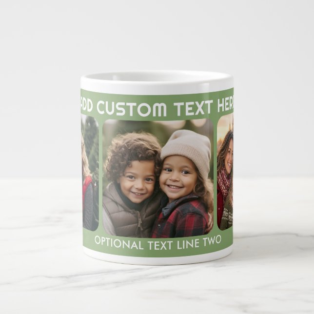 3 Fotosammanställning med text - Grön Jumbo Mugg (Framsidan)