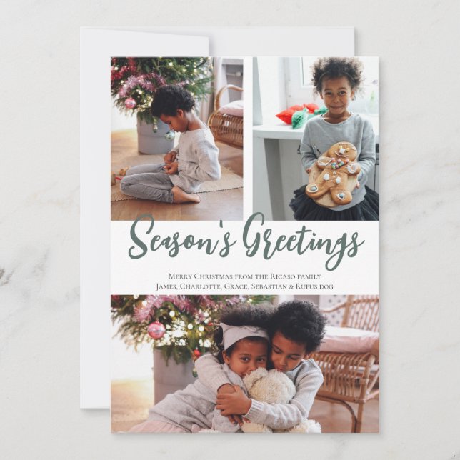 3 FotoSäsonhälsningar Mistletoe Mönster Julkort (Framsida)