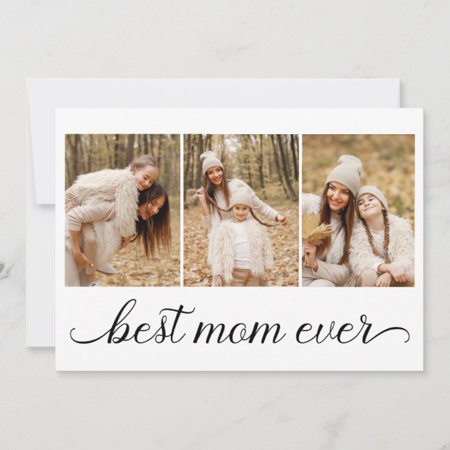 3 Fotoskollage Bästa mamma någonsin Kort (Framsida)