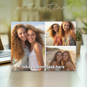 3 Fotoskollage med 1 rad text Vykort