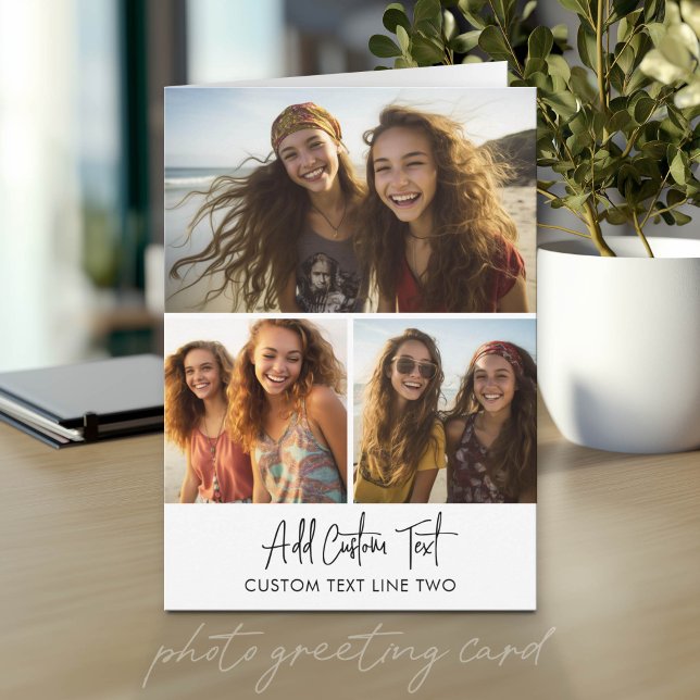 3 Fotoskollage med skripttext  Kort (Photo Greeting Card)