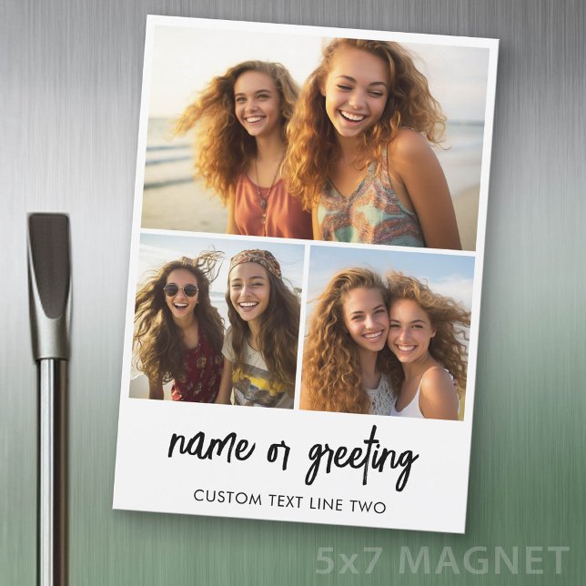 3 Fotoskollage med skripttext - Kylskåpsmagnet (Photo Magnet - 5x7 size)