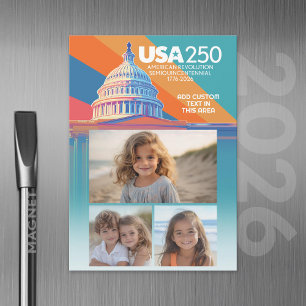 3 Fotoskollage - USA 250 Huvudkupolen Amerika Magnetisk Inbjudningskort