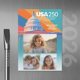3 Fotoskollage - USA 250 Huvudkupolen Amerika Magnetisk Inbjudningskort