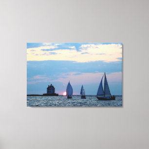 3 Fraktaser vid Sunset Wrapped Canvas Skriv ut