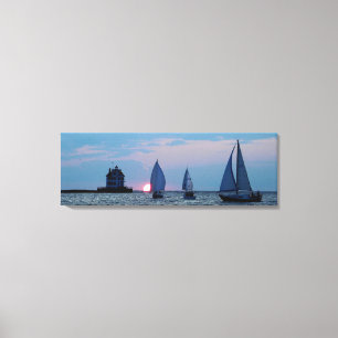3 Fraktaser vid Sunset Wrapped Canvas Skriv ut 36 