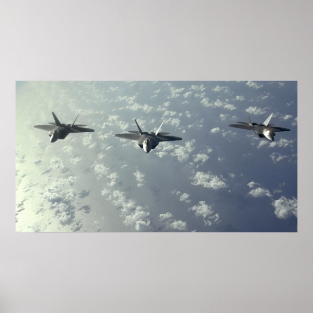 3- frakters bildning av F- 22- Raptorer Poster (Framsidan)