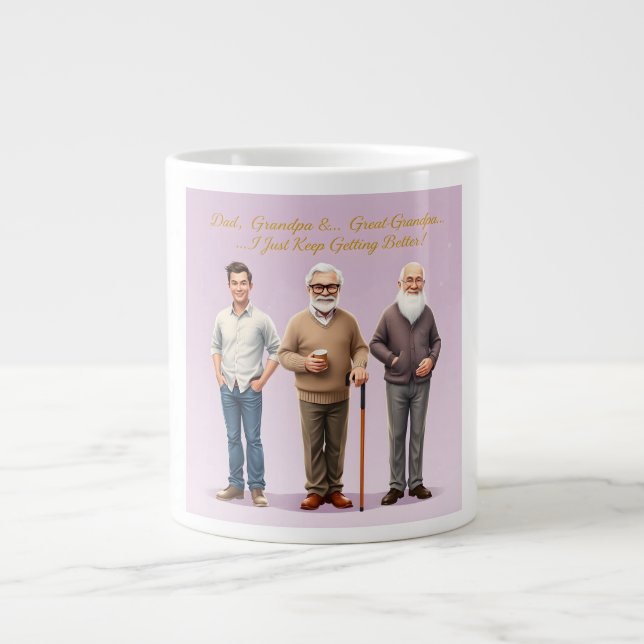 3 Generation Gift Pappa till Underbar Grandpa Fami Jumbo Mugg (Framsidan)
