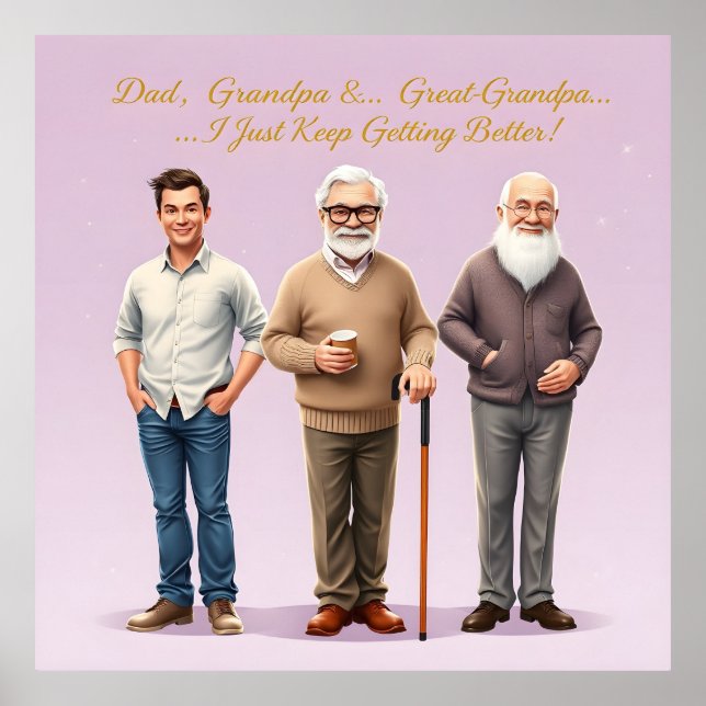 3 Generation Gift Pappa till Underbar Grandpa Fami Poster (Framsidan)