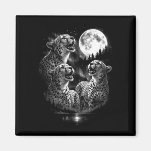 3 gepard tjuter mot månen vintage retro stil magnet